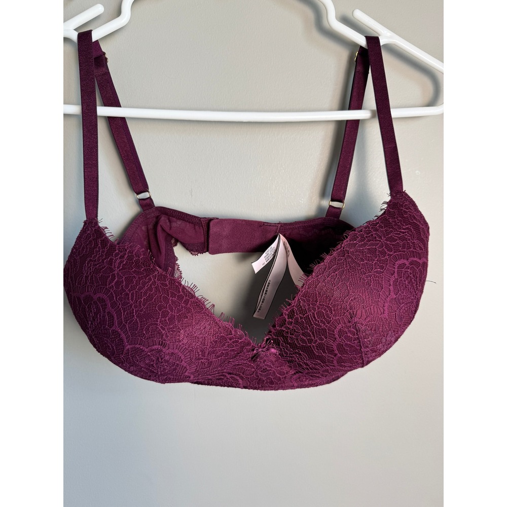 Victoria's Secret Dream Angels Padded No-Wire Lace Bra 34DD Wine‎ Coquette Boho